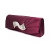 Evening Bag - Pleated Satin w/ Rhinestone Charm Accent - Purple - BG-92199PU